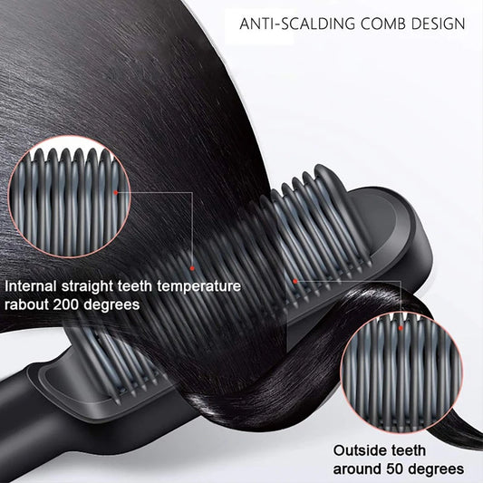 Brosse à lisser les cheveux électrique multifonction à Air Chaud